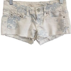 AMERICAN EAGLE Denim Floral Print Cut Off Shorts